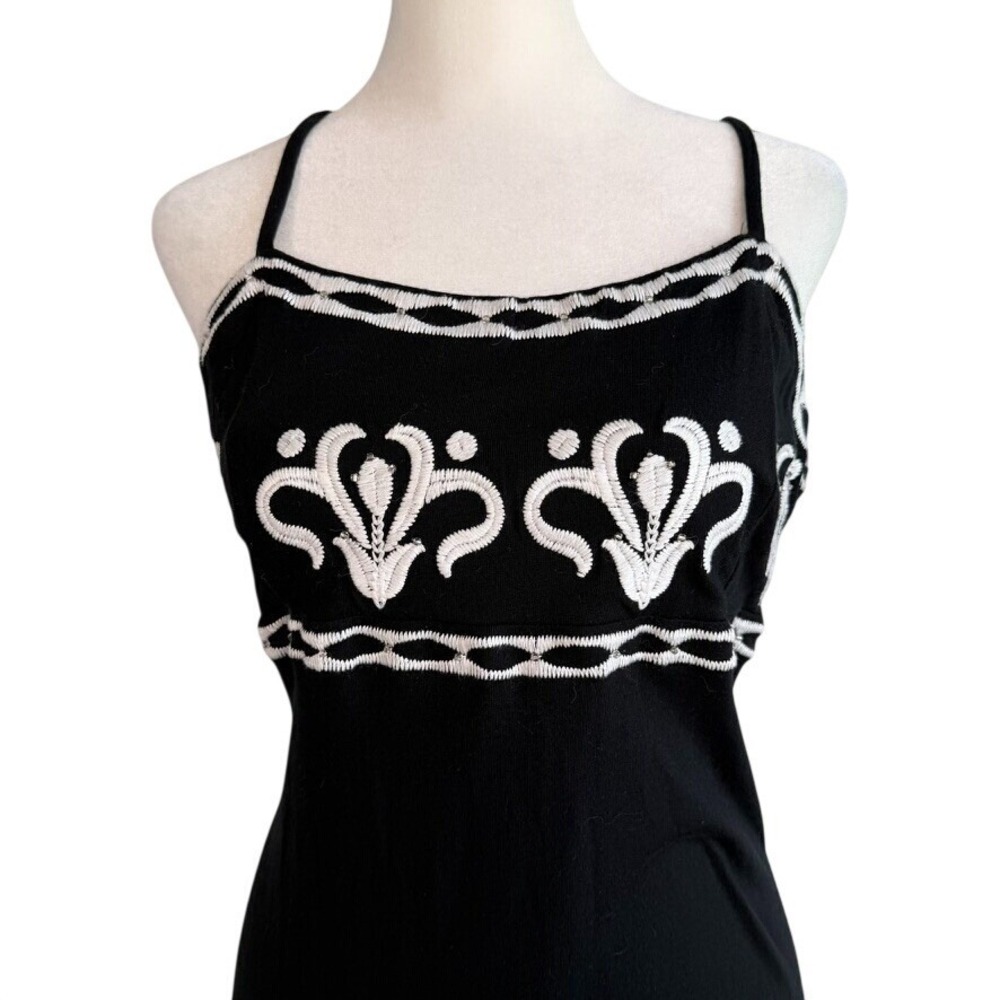 INC Intl Concepts Embroidered Boho Maxi Dress Large Resort Beaded Cotton Blend - Picture 2 of 8